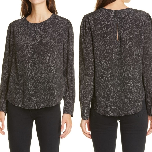 NWT Rails Roslyn Snake Print Long Sleeve Blouse Size XS - Picture 1 of 10
